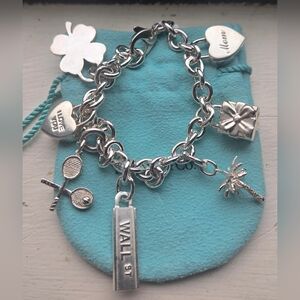 Tiffany & Co. Multi Charm Bracelet Palm Tree Mom Clover Shamrock